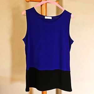 Calvin Klein, Sleeveless Colorblock Tunic, Blue/Black Small